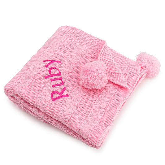 Baby Pink Luxury Cable Knit Blanket