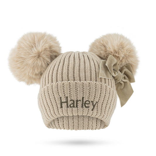 Biscuit Double Pom Faux Fur Hat