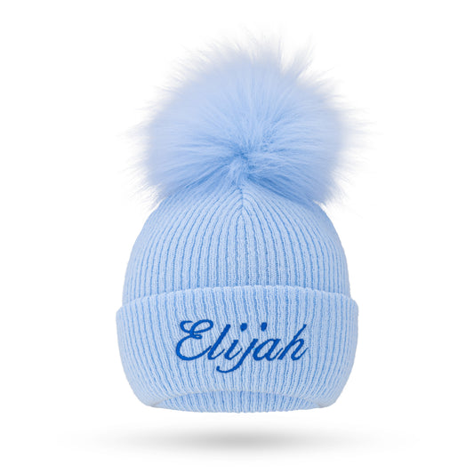 Blue Single Pom Faux Fur Hat